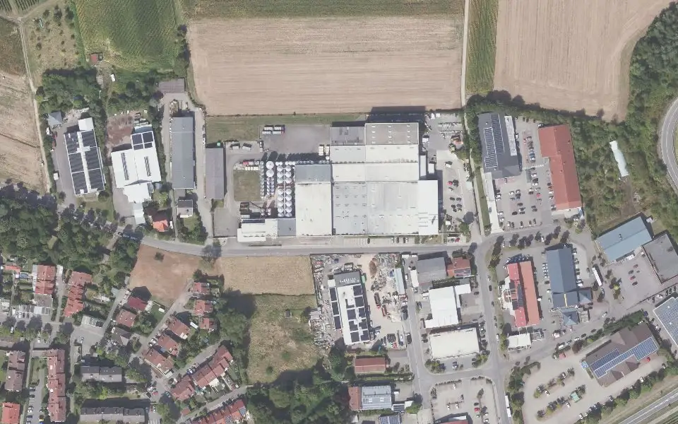 Luftbild der Umgebung von Michel Schneider Weinkellerei und Weingroßhandel in Bad Bergzabern
