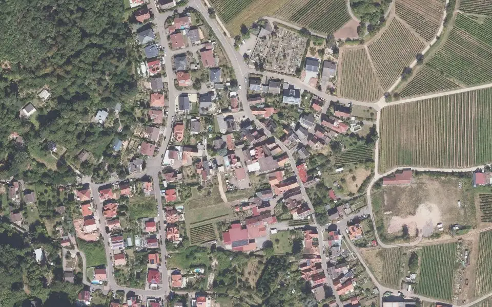 Luftbild der Umgebung von Wein- u. Sektgut Klemens Weber in Burrweiler