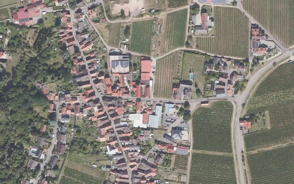 Luftbild der Umgebung von Wein- und Sektgut Wind-Rabold in Burrweiler
