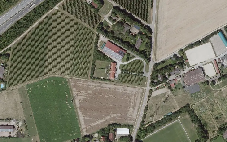Luftbild der Umgebung von Weingut Baumann in Albig
