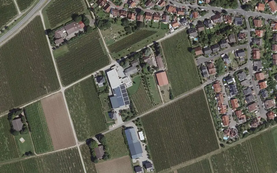 Luftbild der Umgebung von Weingut Braunewell in Essenheim