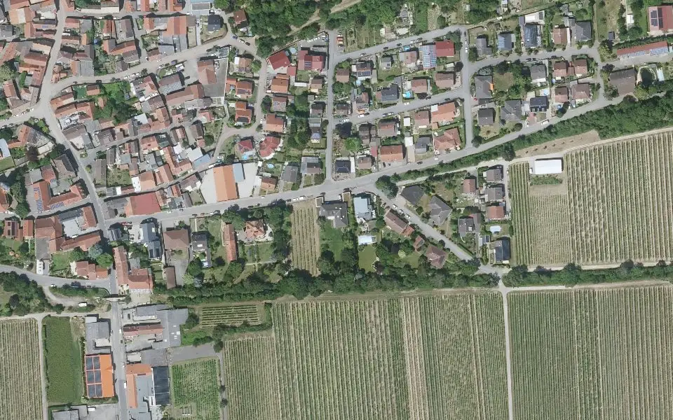 Luftbild mit der Einzellage Rosengarten