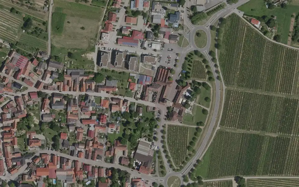 Luftbild der Umgebung von Weingut Cuntz & Scheu in Schweigen-Rechtenbach