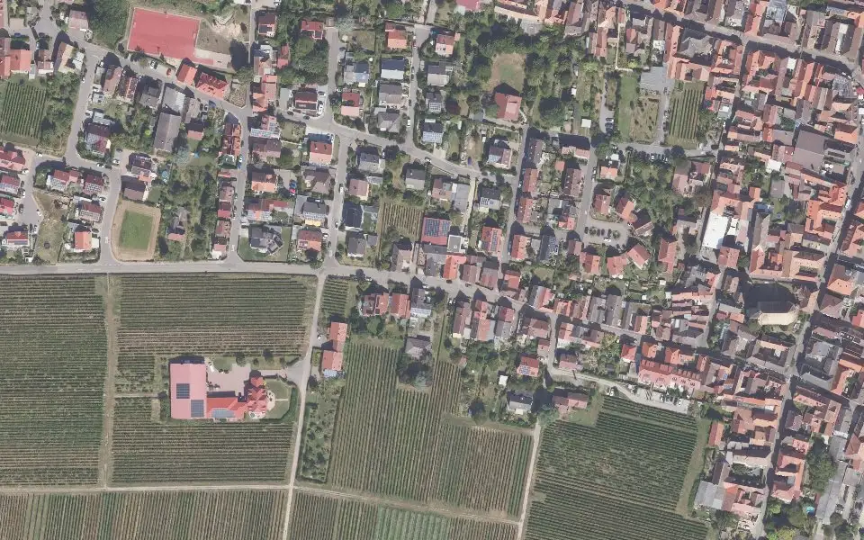 Luftbild der Umgebung von Weingut - Destillerie Jürgen Heußler in Rhodt unter Rietburg