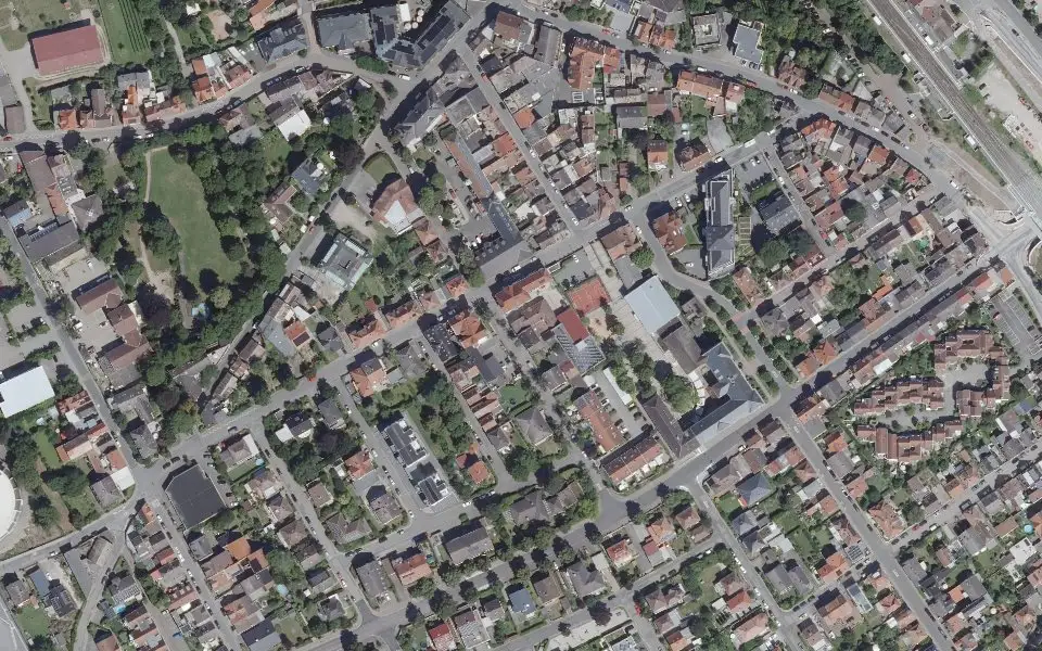 Luftbild der Umgebung von Weingut G.A. Schneider in Nierstein