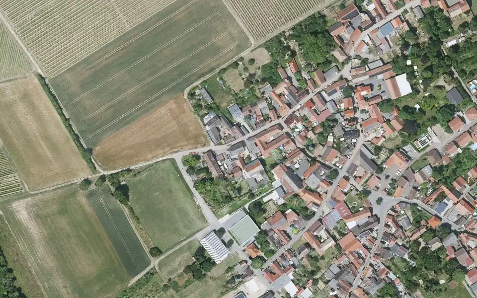Luftbild der Umgebung von Weingut Gallé in Monzernheim