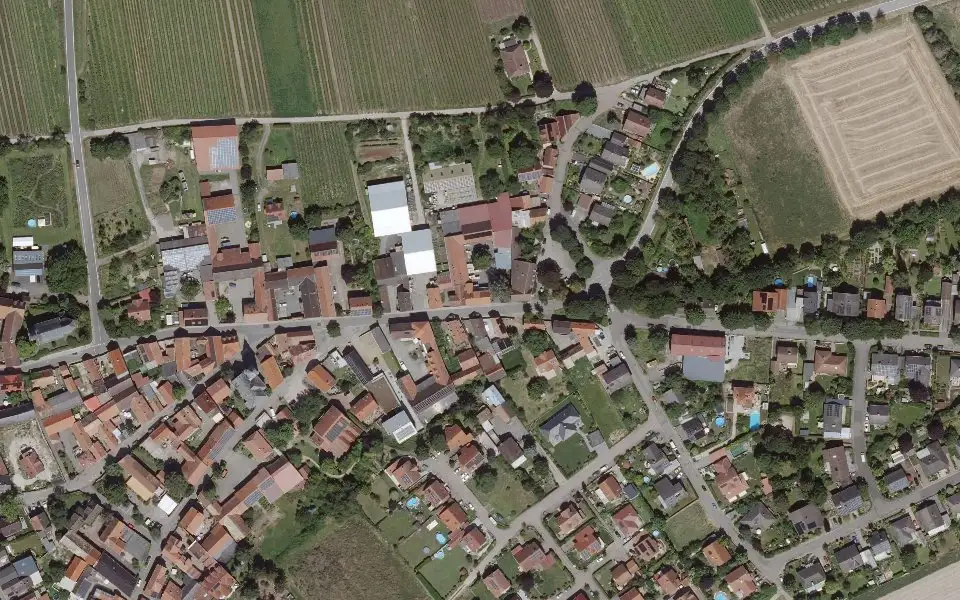 Luftbild der Umgebung von Weingut Jakobshof und Brennerei Koch in Eimsheim
