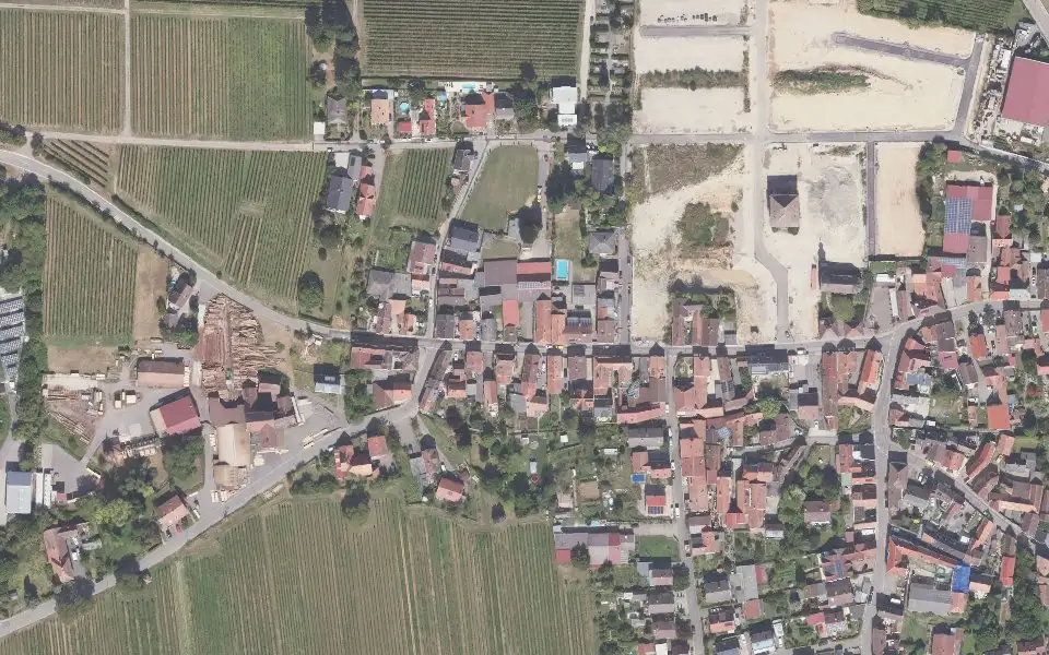 Luftbild der Umgebung von Weingut Nicklis in Böchingen