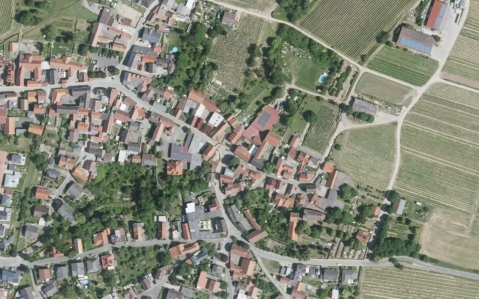 Luftbild der Umgebung von Weingut Olaf Bescher in Einselthum
