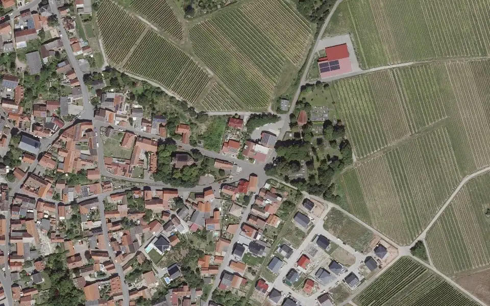 Luftbild der Umgebung von Weingut Schmitt in Spiesheim