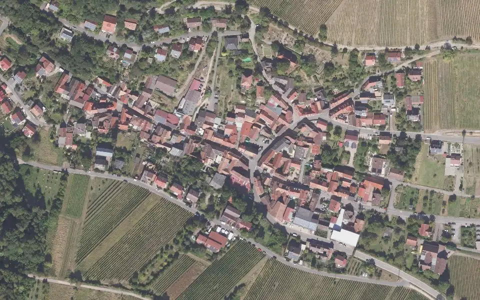 Luftbild der Umgebung von Weingut Schunck in Leinsweiler
