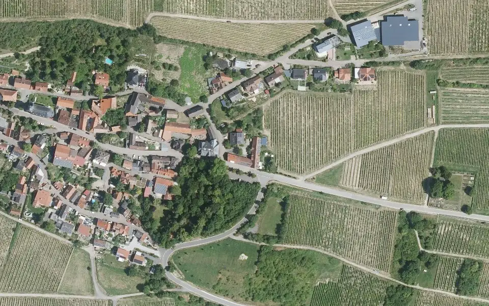 Luftbild der Umgebung von Weingut Wick in Zellertal