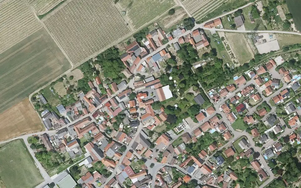 Luftbild der Umgebung von Weinhaus Römerhof in Monzernheim